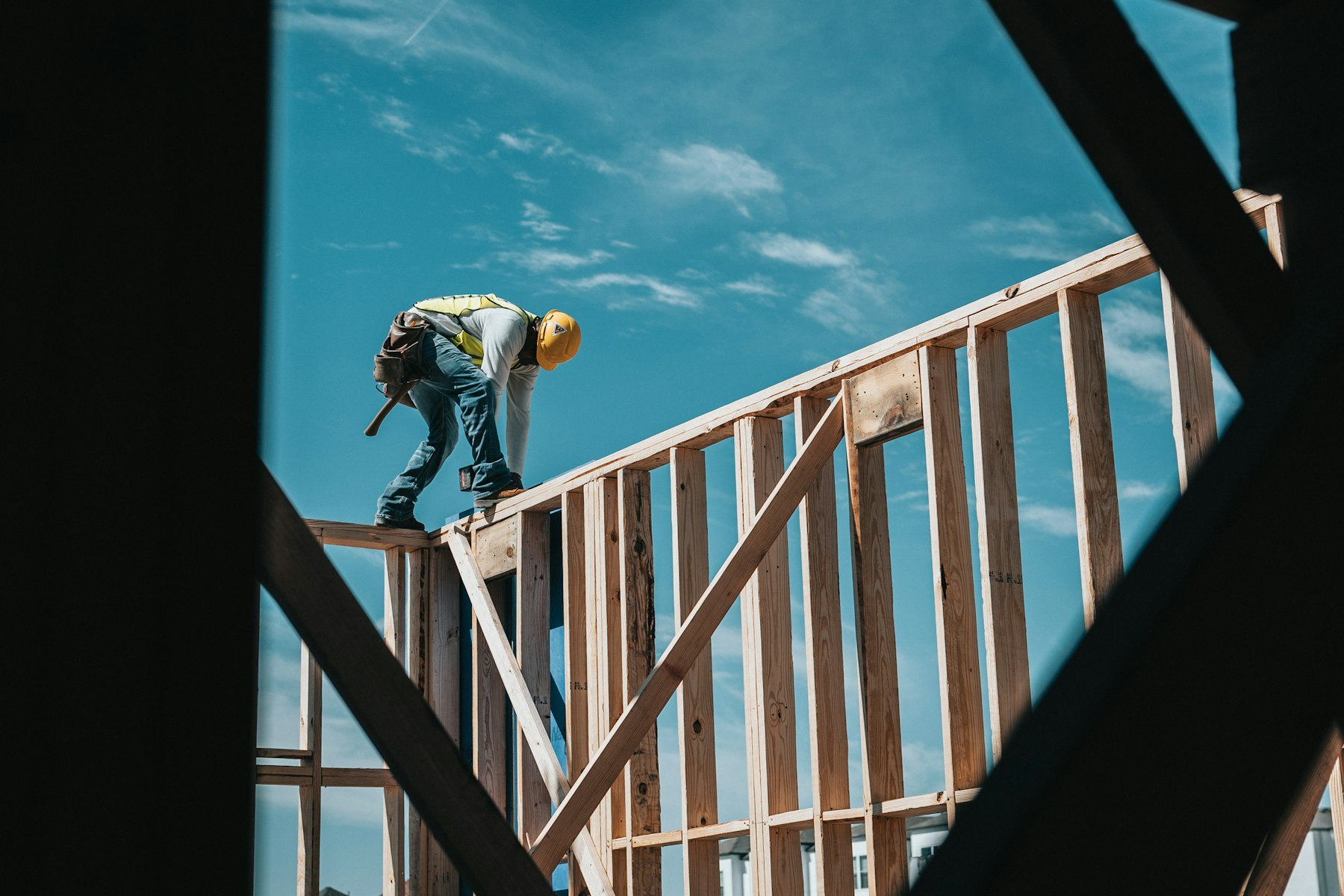 Framer working on a residential construction site